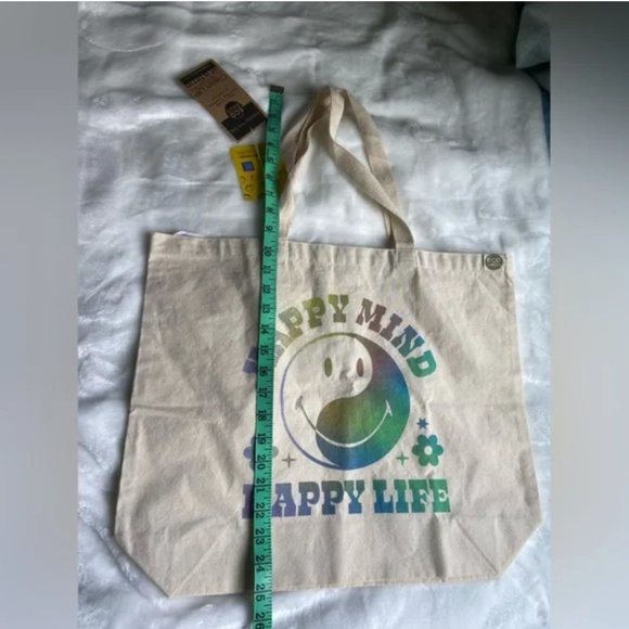 NWT Smiley Happy Mind Happy Life Ecobag tote - Picture 2 of 6